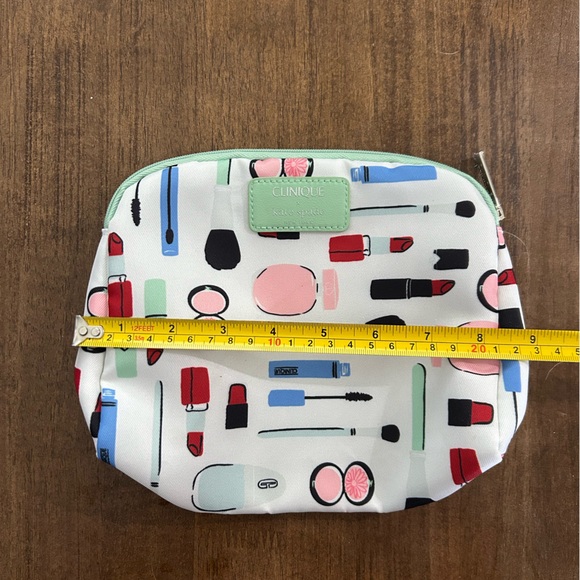 Clinique x Kate Spade New York Green White Cosmetic Makeup Bag Pouch - Picture 6 of 6